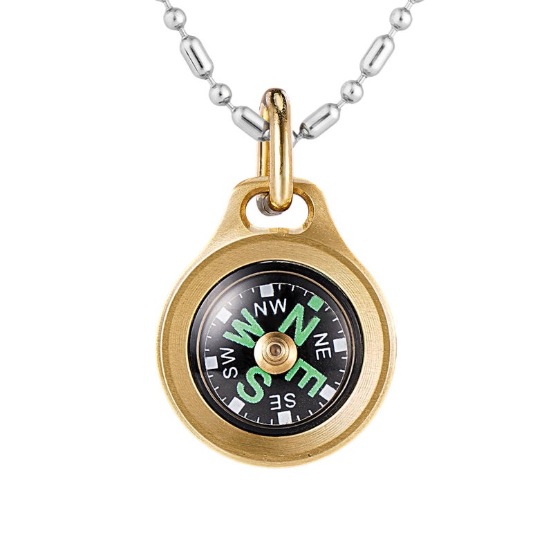 MecArmy CMP/CMP2 Mini Compass- Meaningful Graduation Birthday Gifts for Men Women, EDC Titanium/Brass/Copper Pocket Compass for Hiking SurvivaI, IPX5 Waterproof, Glow in The Dark, Necklace Pendant - Image 1